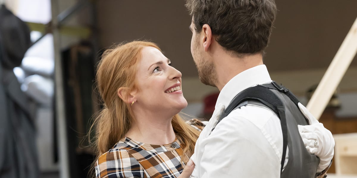 Rosalie Craig and Theo James in rehearsals for City of Angels. Photo by Johan Persson.