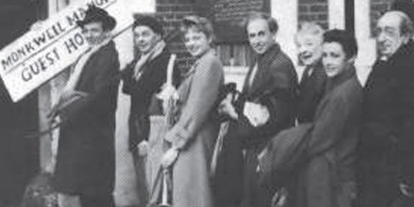 The cast of The Mousetrap armed with various props for a special performance