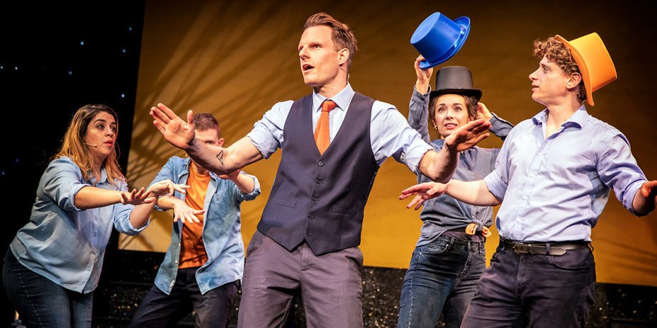 Cast of Mischief Movie Night, some with top hats