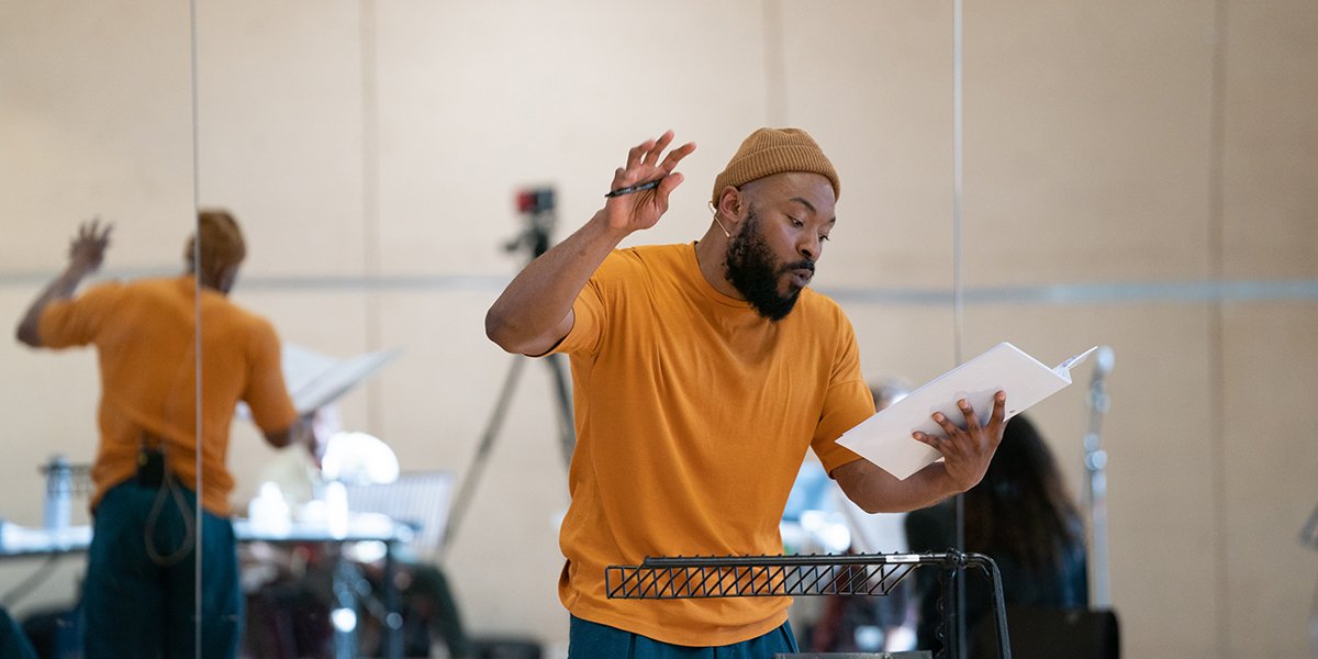 Arinze Kene as Bob Marley workshop for Get Up Stand Up The Bob Marley Musical