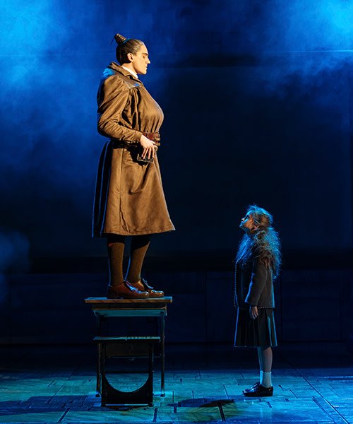 Elliot Harper as Miss Trunchbull in the RSC s Matilda The Musical