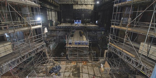A view of the stage during restoration, Theatre Royal Drury Lane
