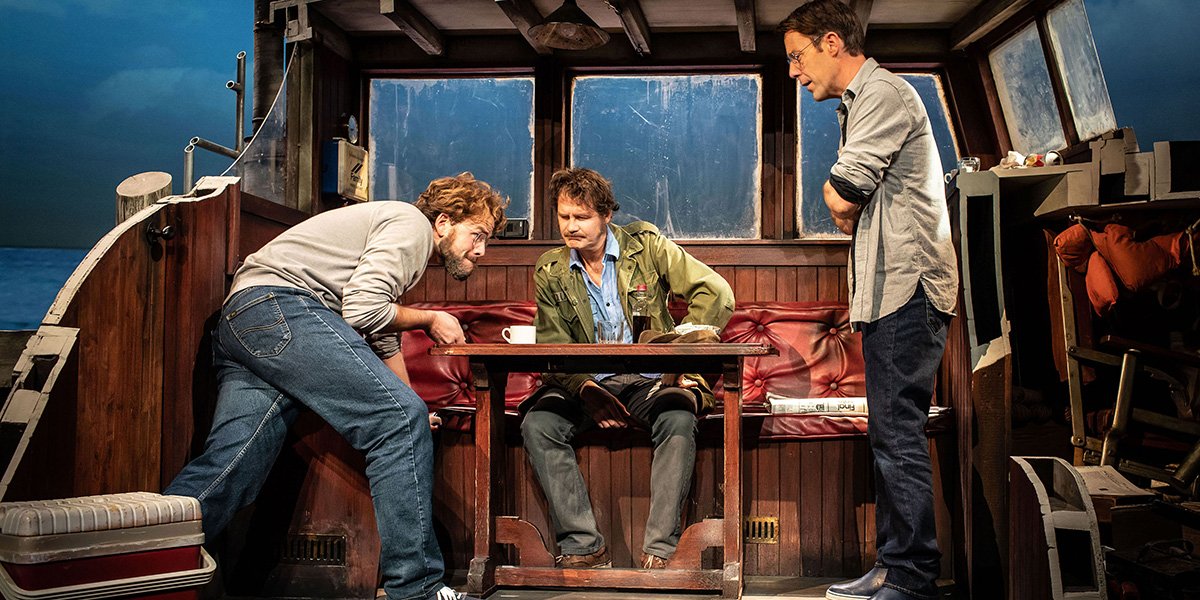 Liam Murray Scott Richard Dreyfuss Ian Shaw Robert Shaw and Demetri Goritsas Roy Scheider in The Shark is Broken Photo by Helen Maybanks bydwe1