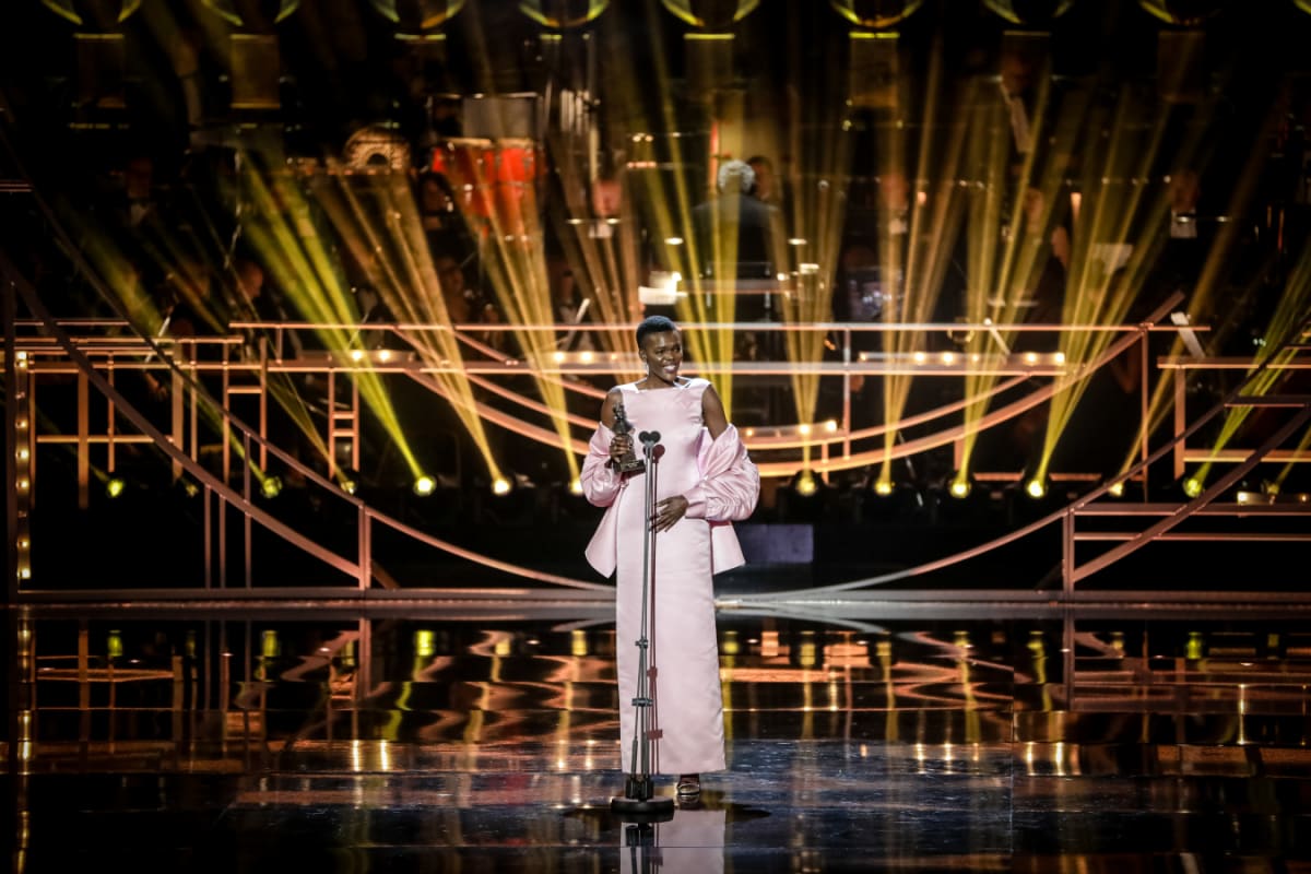 Sheila Atim collects her Best Actress Award. Photo Christie Goodwin rnv38s