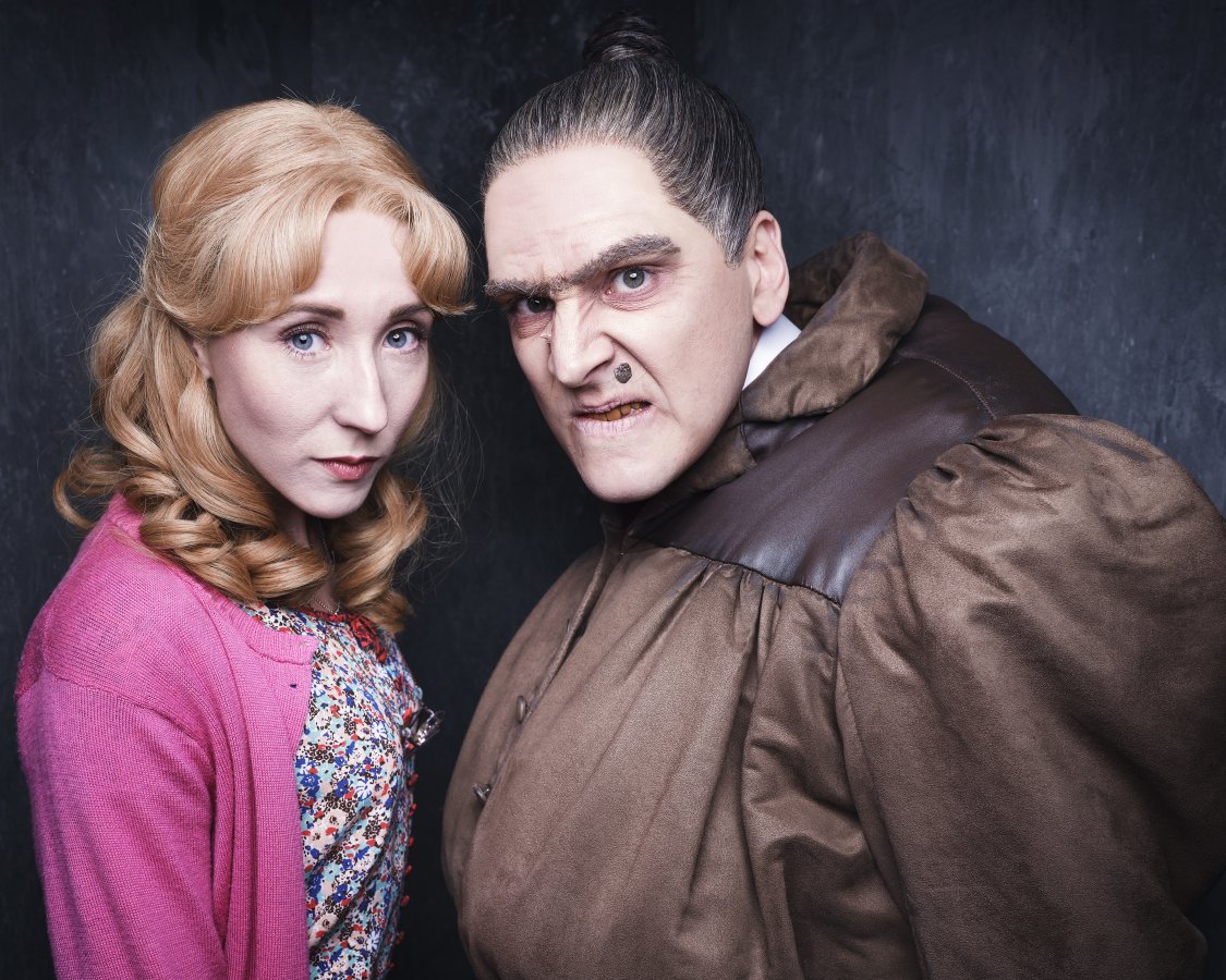 Carly Thoms Miss Honey Elliot Harper Miss Trunchbull in Matilda The Musical at the Cambridge Theatre c Rankin ljcs0l