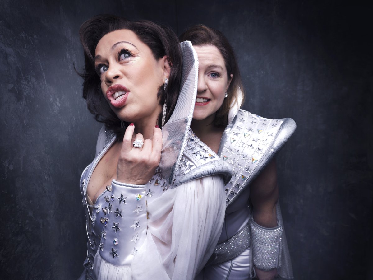 Josie Benson Tanya and Gemma Goggin Rosie in MAMMA MIA at the Novello Theatre c Rankin bqbzfh