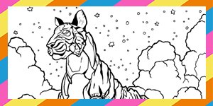 Colouring outline of the tiger from the Life Of Pi