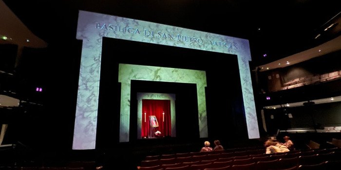 The stage set up as Saint Peter's Basilica