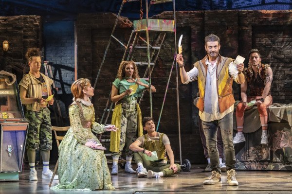 Cassidy Janson, Oliver Tompsett and ensemble in & Juliet stage performance