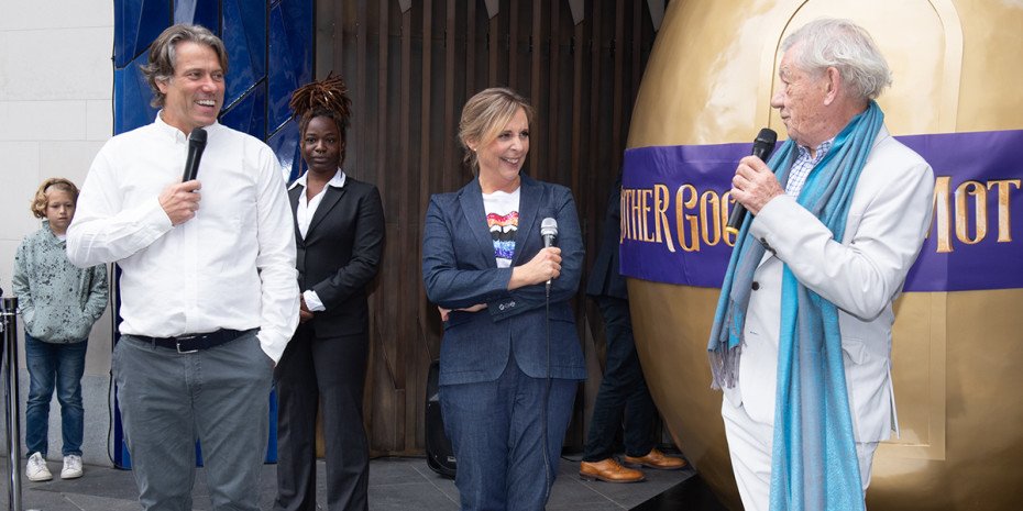 1. MOTHER GOOSE Launch. John Bishop Mel Giedroyc and Ian McKellen. Photo Craig Sugden pzigmm