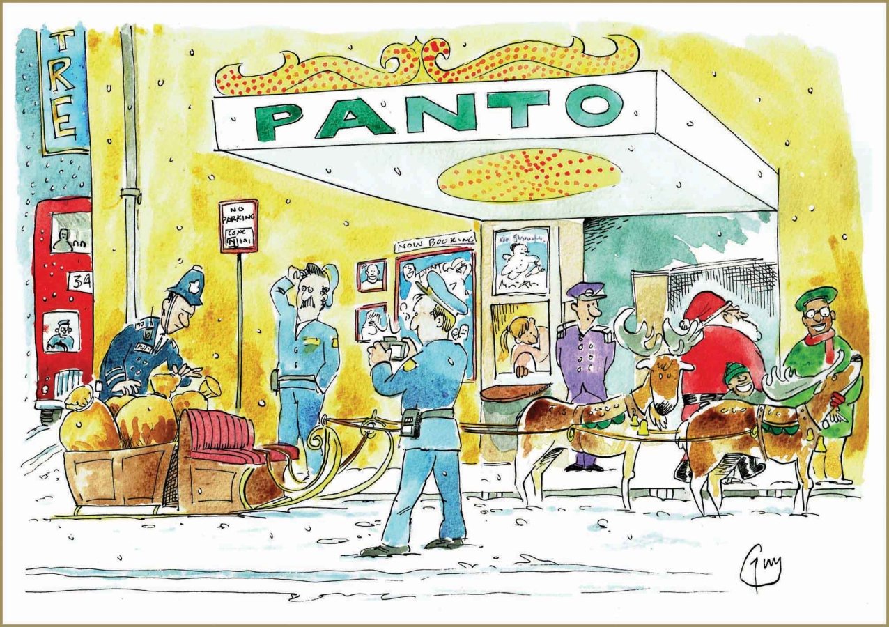 Father Christmas arriving at a pantomime