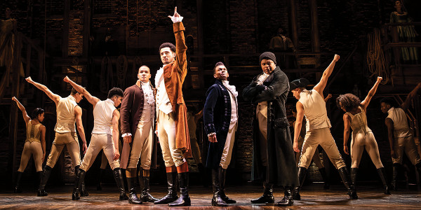 Cleve September (John Laurens, Jamael Westman (Alexander Hamilton), Jason Pennycooke (Marquis de Lafayette), Tarinn Callender (Hercules Mulligan) and the company of Hamilton.